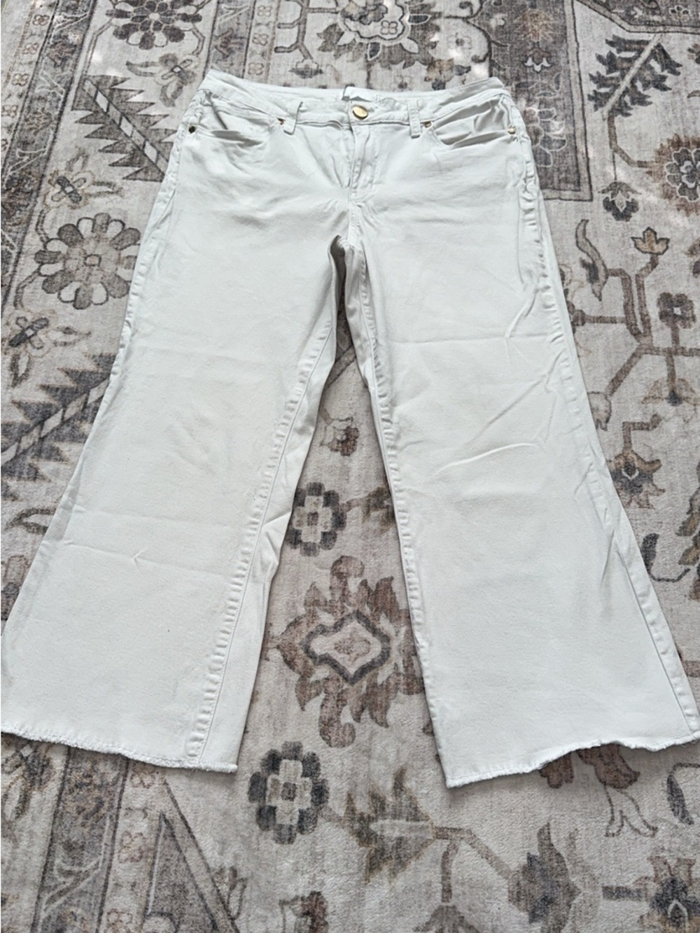 1822 Denim Cream Wide-Leg Jeans